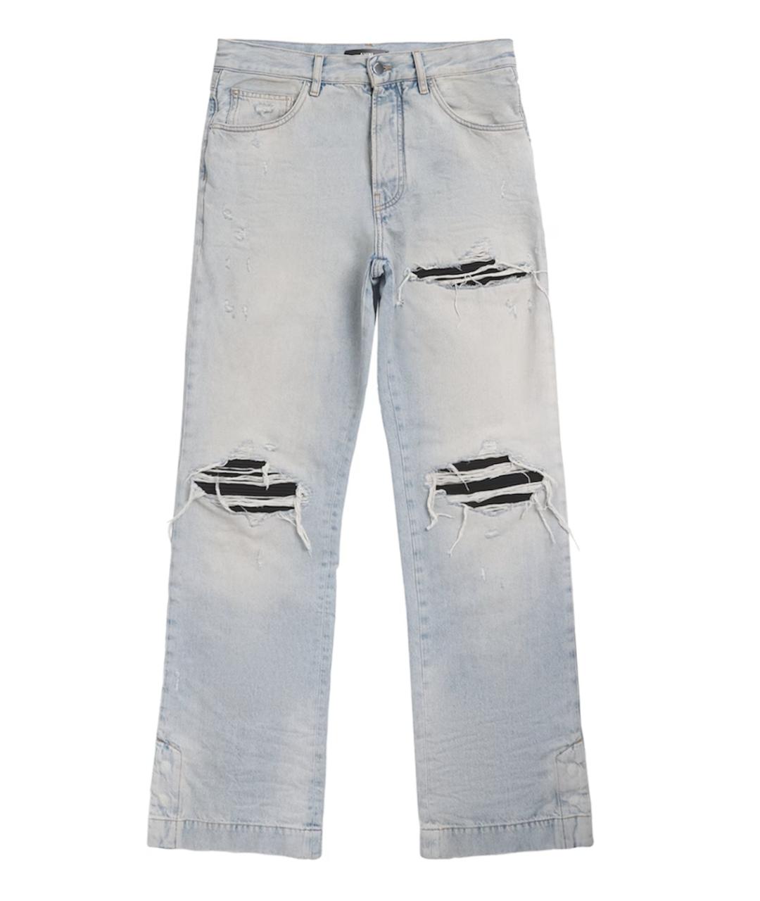 AMIRI Голубые хлопковые прямые джинсы, фото 1