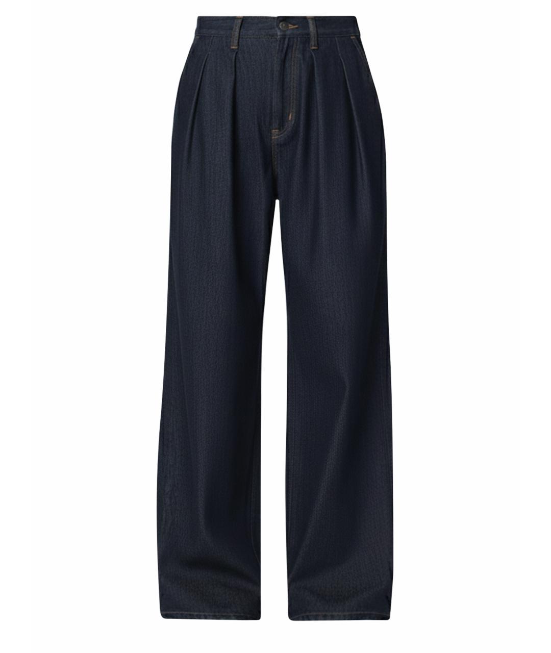 DRIES VAN NOTEN Синие хлопковые прямые брюки, фото 1