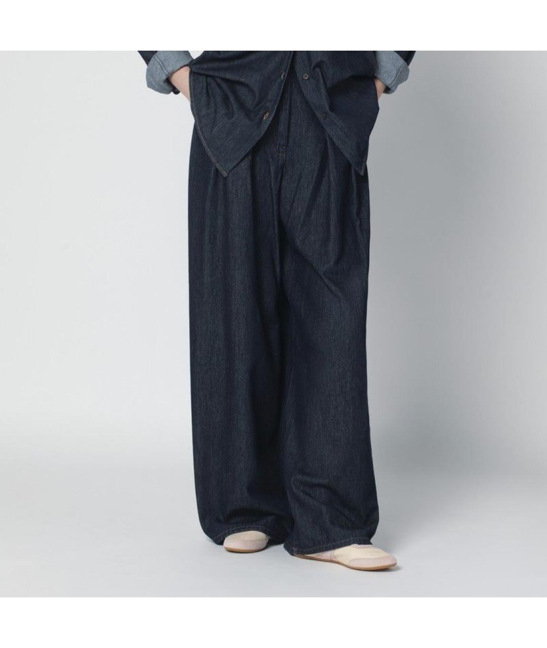 DRIES VAN NOTEN Синие хлопковые прямые брюки, фото 3