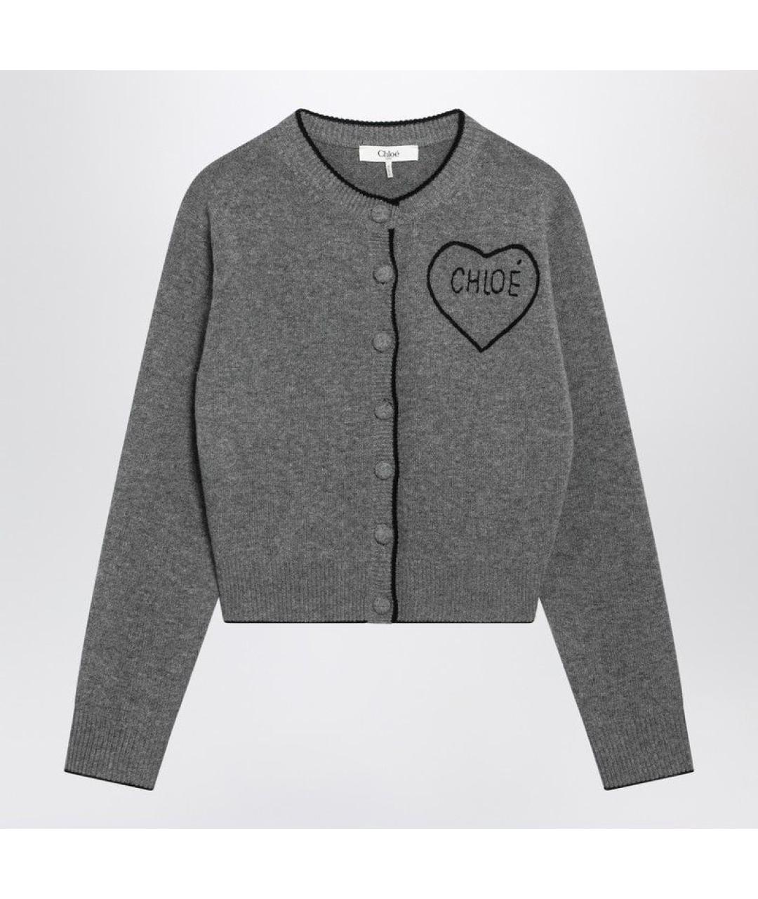 CHLOE Серый шерстяной кардиган, фото 3