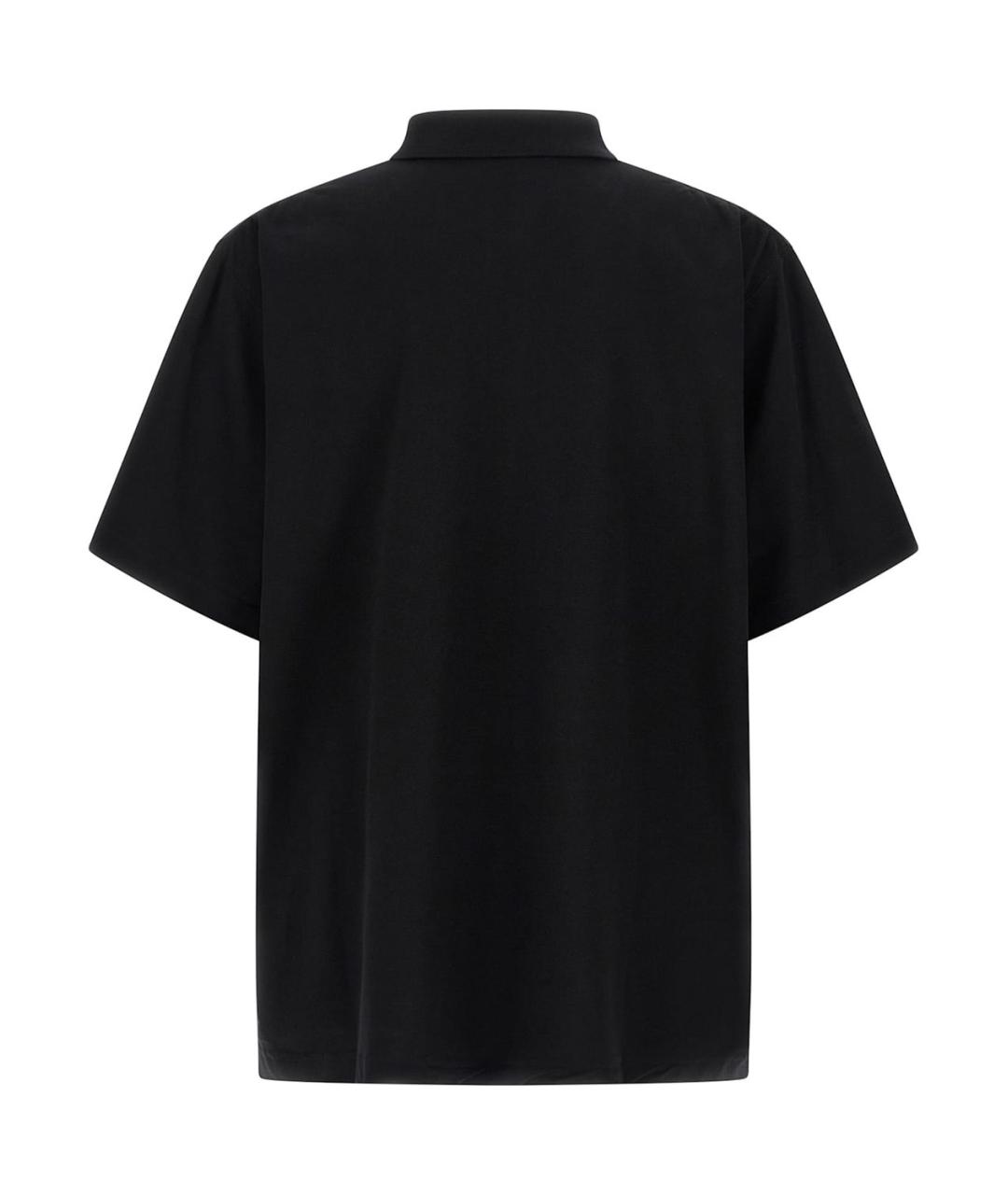 BALENCIAGA Черное хлопковое поло с коротким рукавом, фото 2