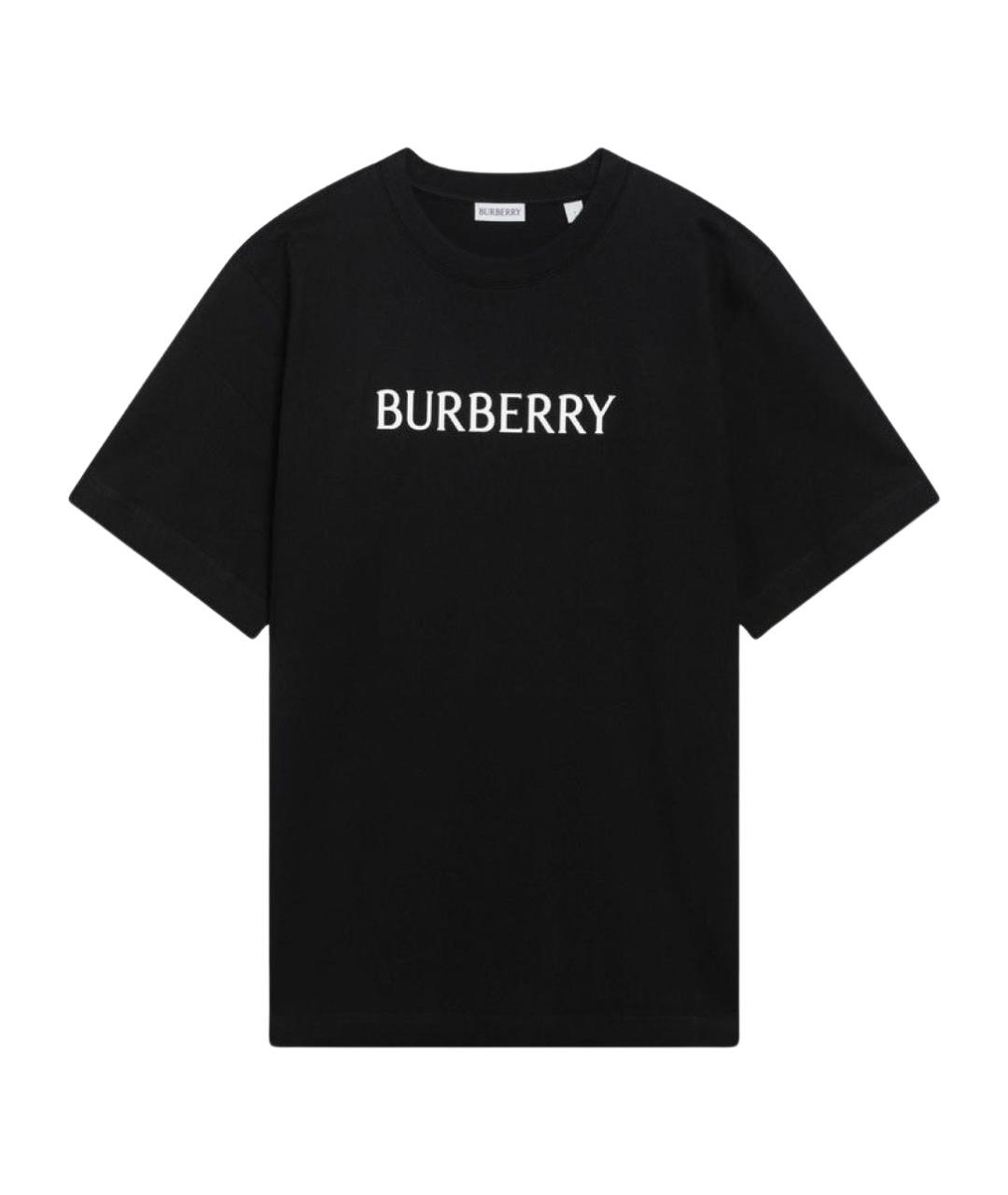 BURBERRY Черная хлопковая футболка, фото 1