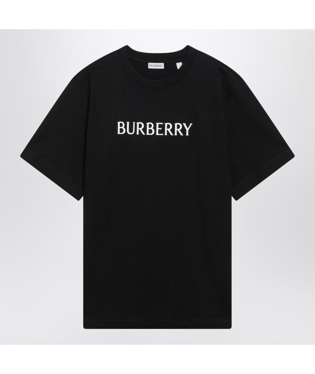 BURBERRY Черная хлопковая футболка, фото 3