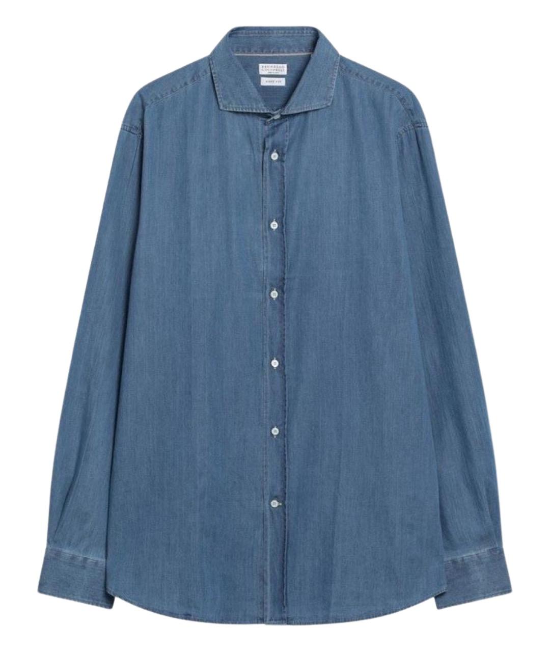 BRUNELLO CUCINELLI Синяя хлопковая кэжуал рубашка, фото 1