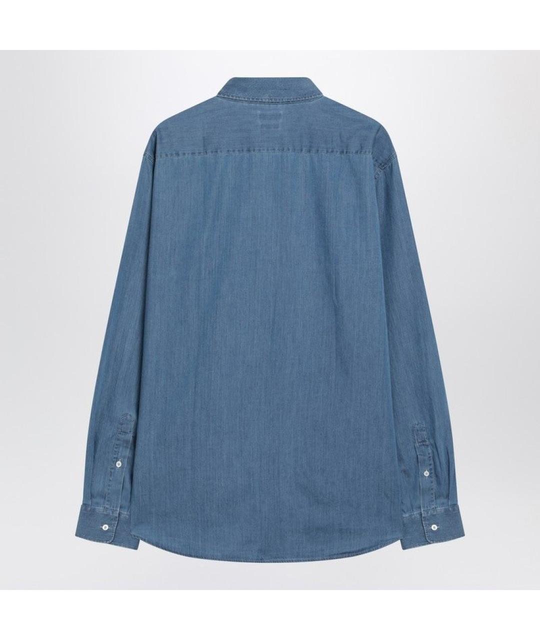 BRUNELLO CUCINELLI Синяя хлопковая кэжуал рубашка, фото 2