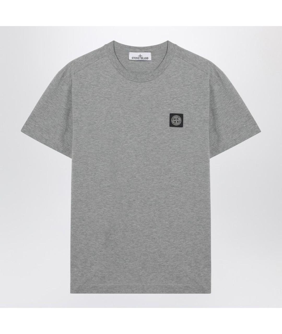 STONE ISLAND Серая хлопковая футболка, фото 3