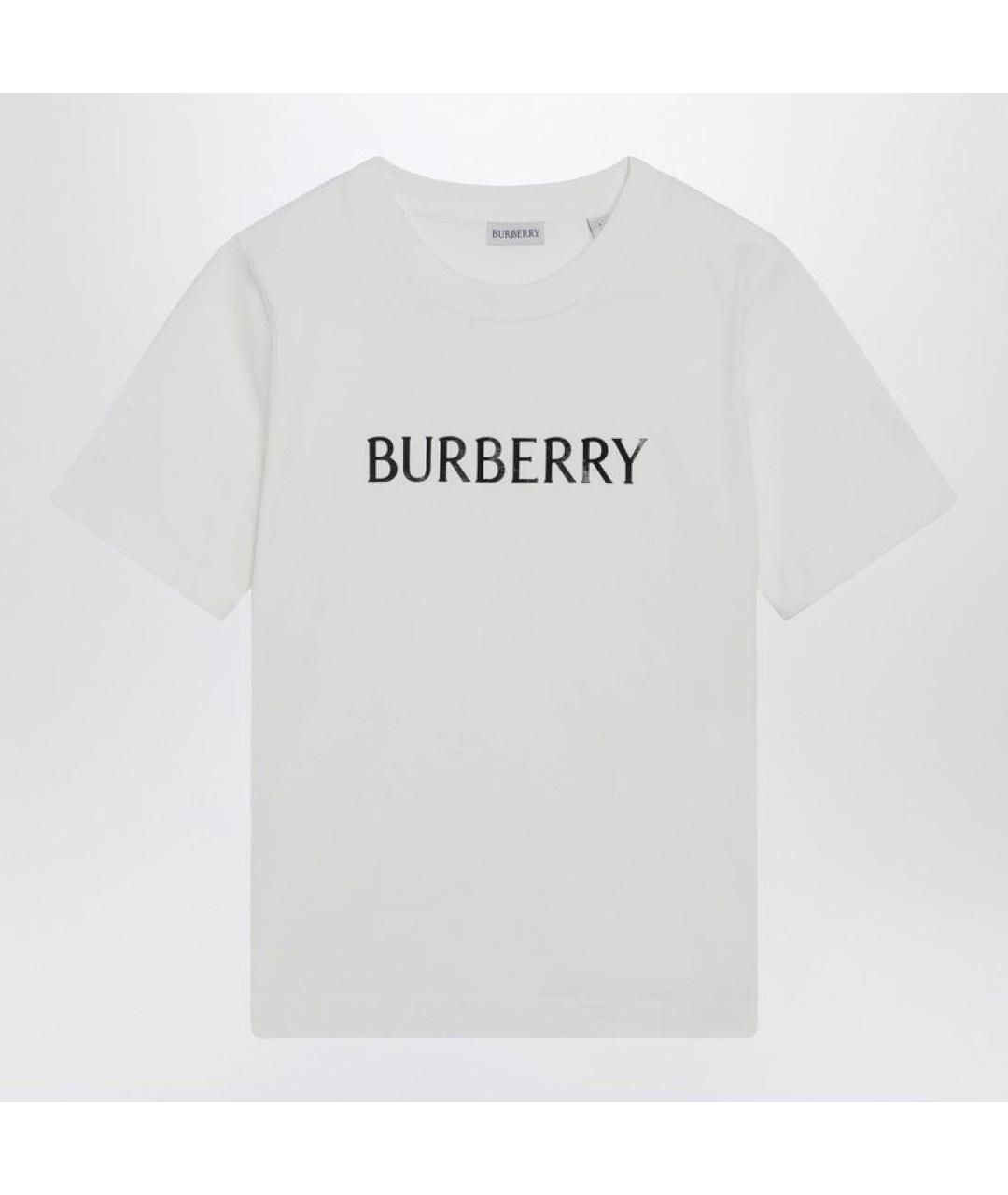 BURBERRY Белая хлопковая футболка, фото 3