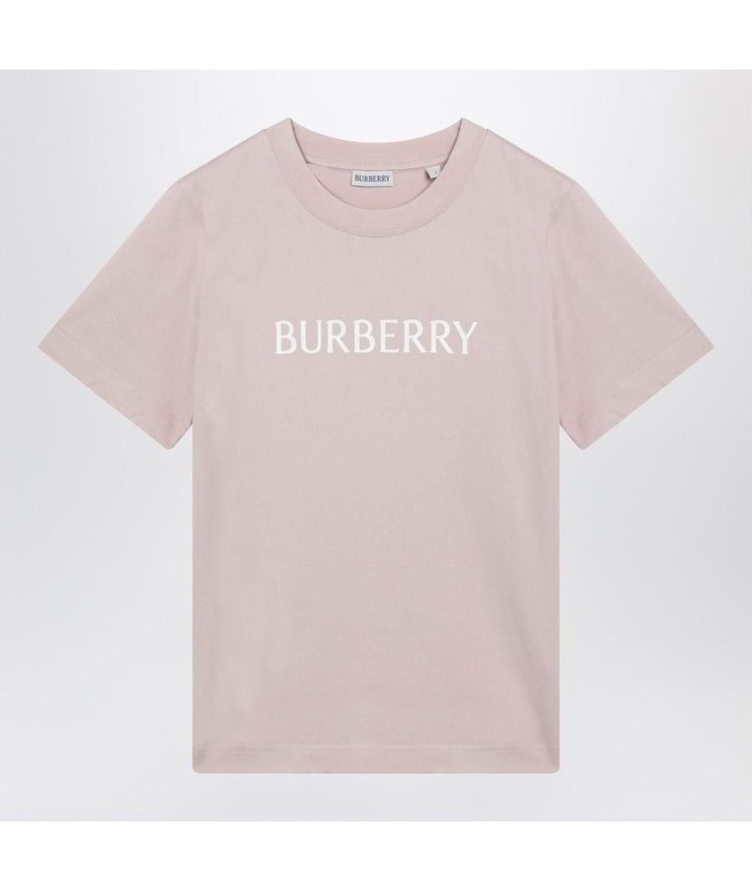 BURBERRY Розовая хлопковая футболка, фото 3