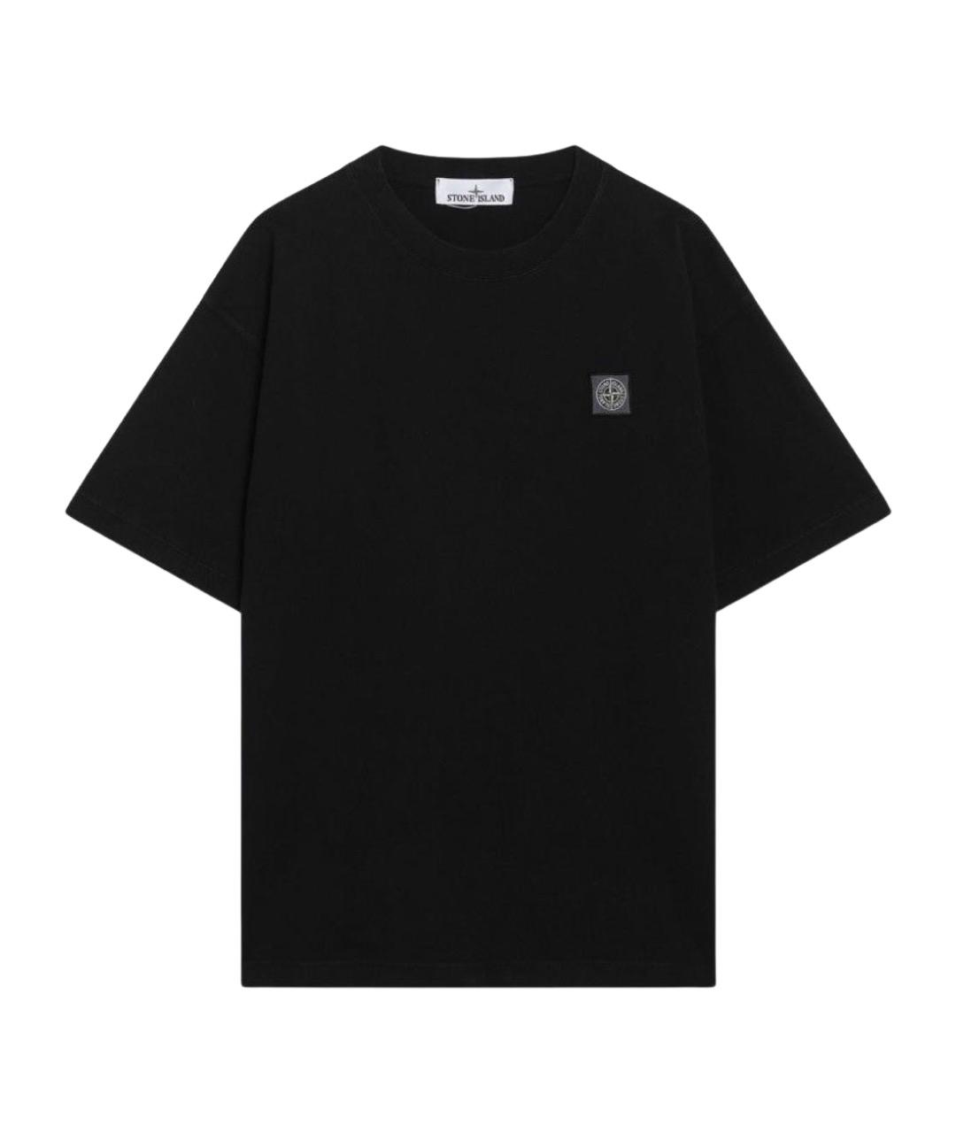 STONE ISLAND Черная хлопковая футболка, фото 1