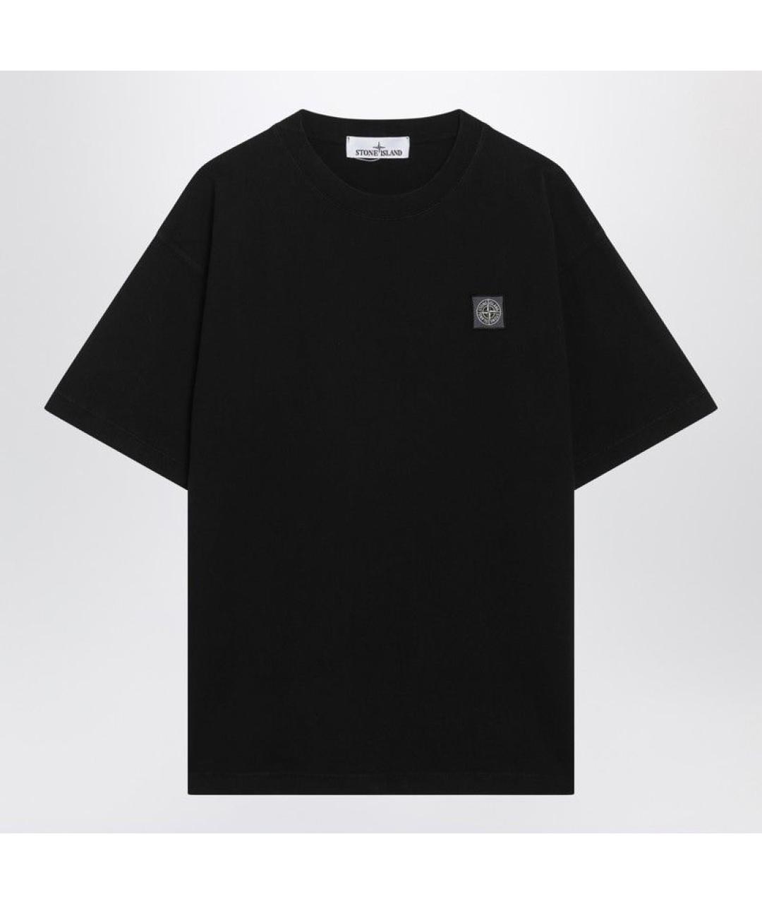 STONE ISLAND Черная хлопковая футболка, фото 3