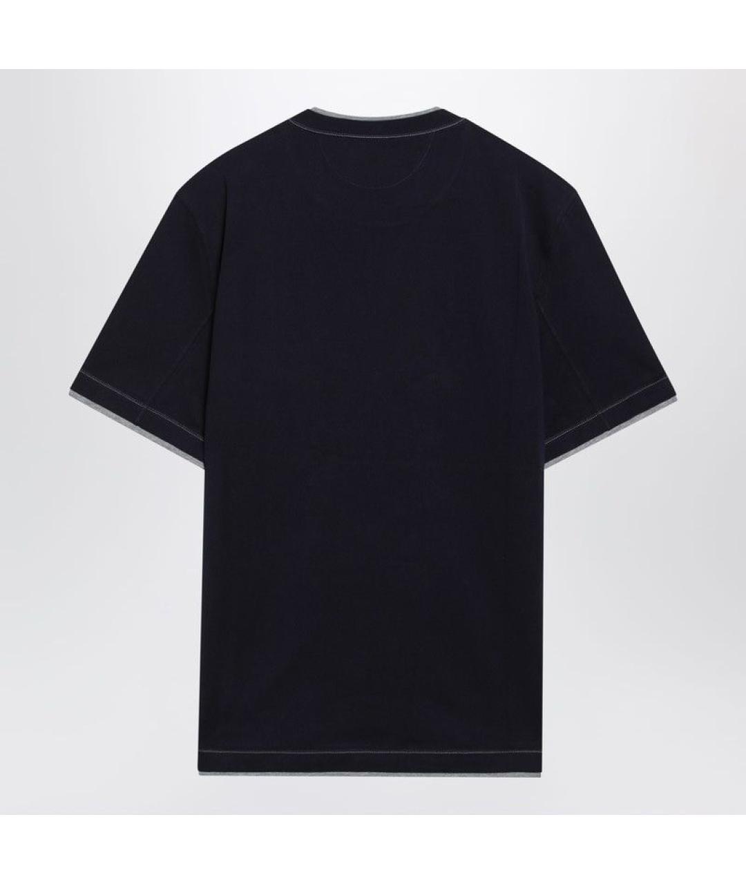 BRUNELLO CUCINELLI Синяя хлопковая футболка, фото 2