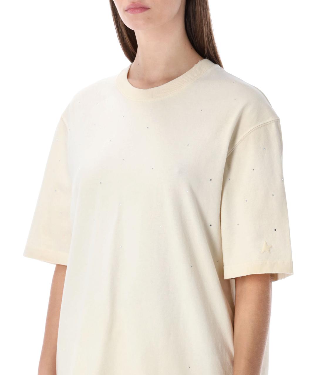 GOLDEN GOOSE DELUXE BRAND Бежевая хлопковая футболка, фото 4