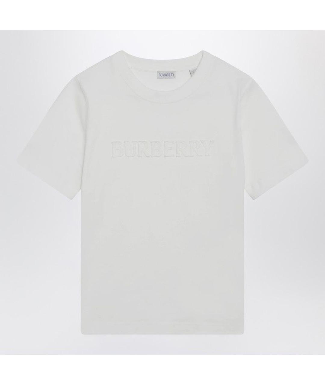 BURBERRY Белая хлопковая футболка, фото 3