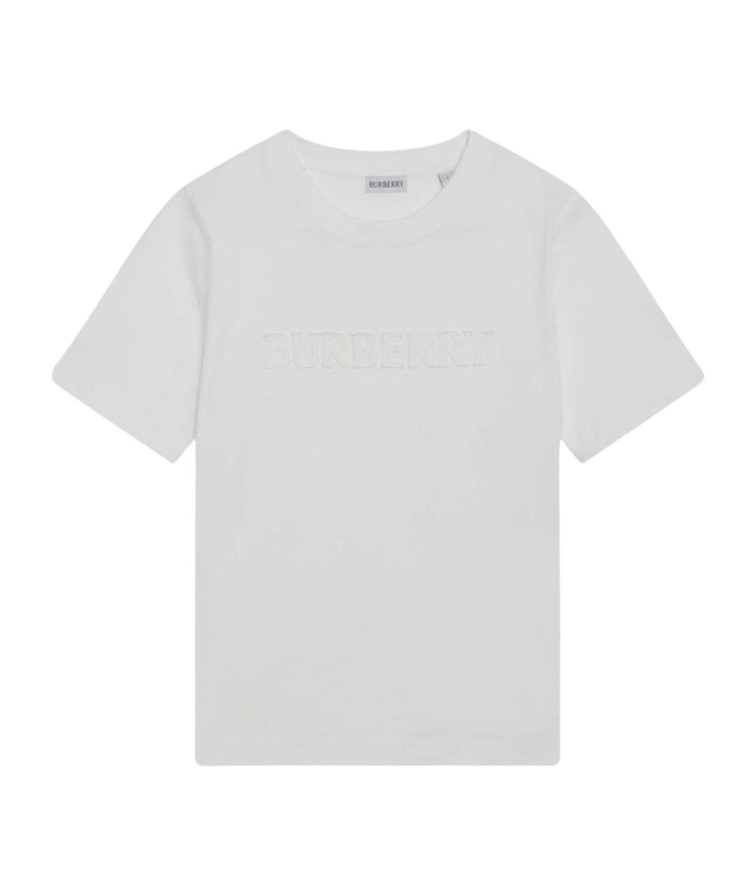 BURBERRY Белая хлопковая футболка, фото 1