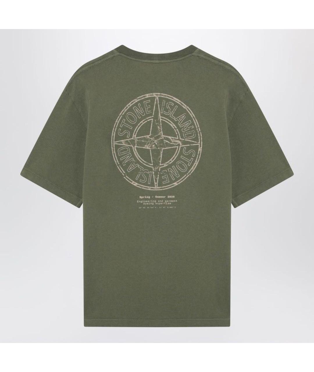 STONE ISLAND Зеленая хлопковая футболка, фото 2