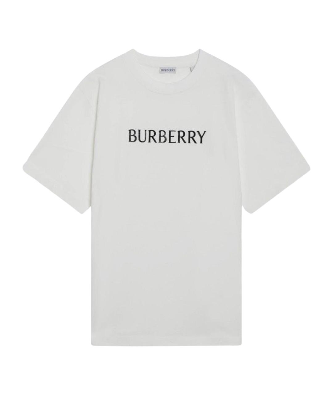 BURBERRY Белая хлопковая футболка, фото 1
