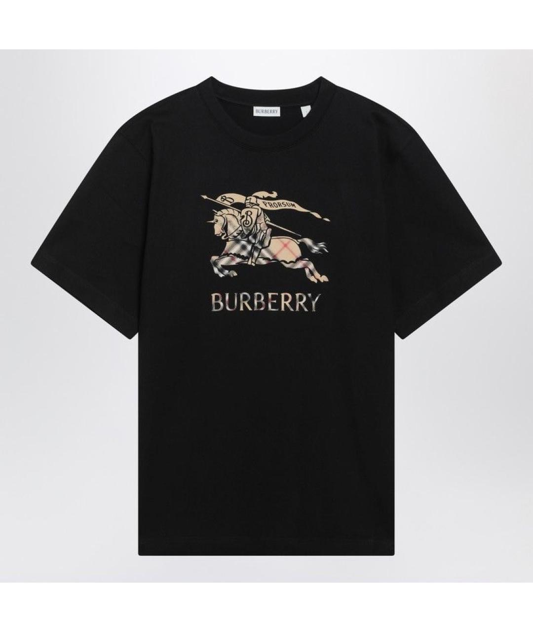 BURBERRY Черная хлопковая футболка, фото 3