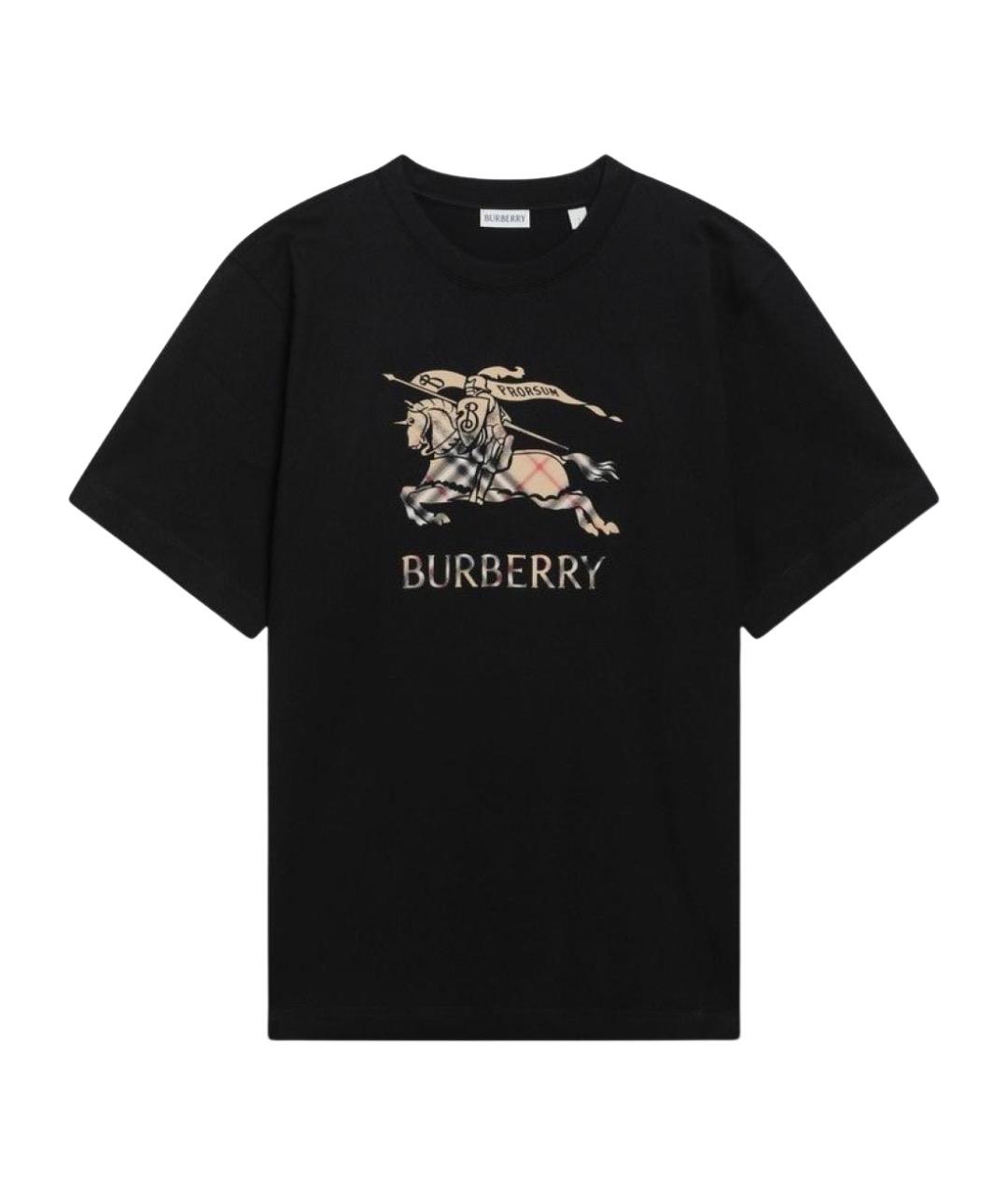 BURBERRY Черная хлопковая футболка, фото 1