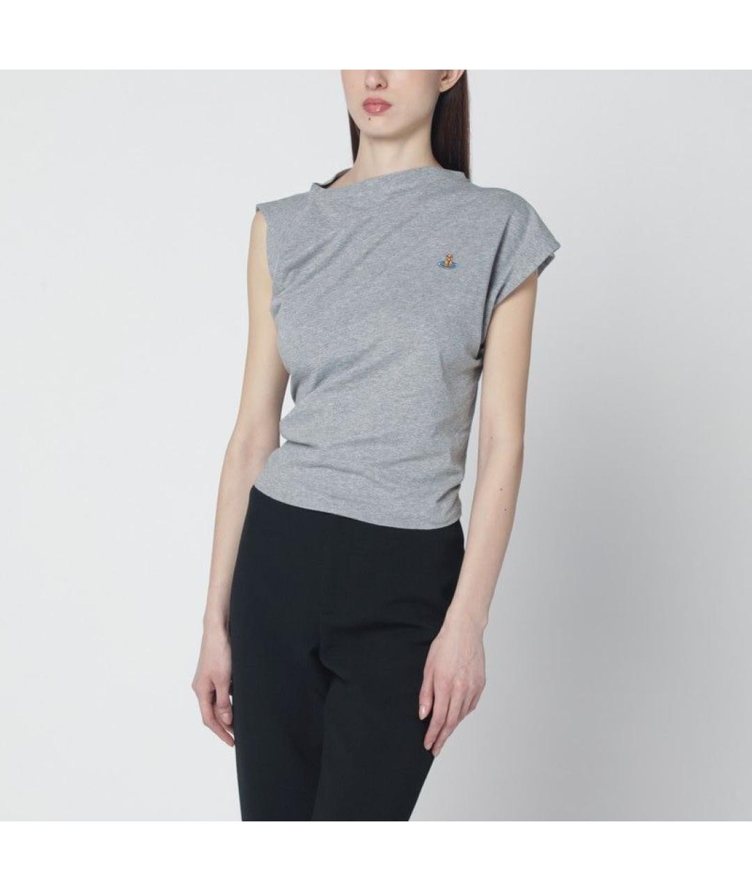 VIVIENNE WESTWOOD Серая хлопковая футболка, фото 2