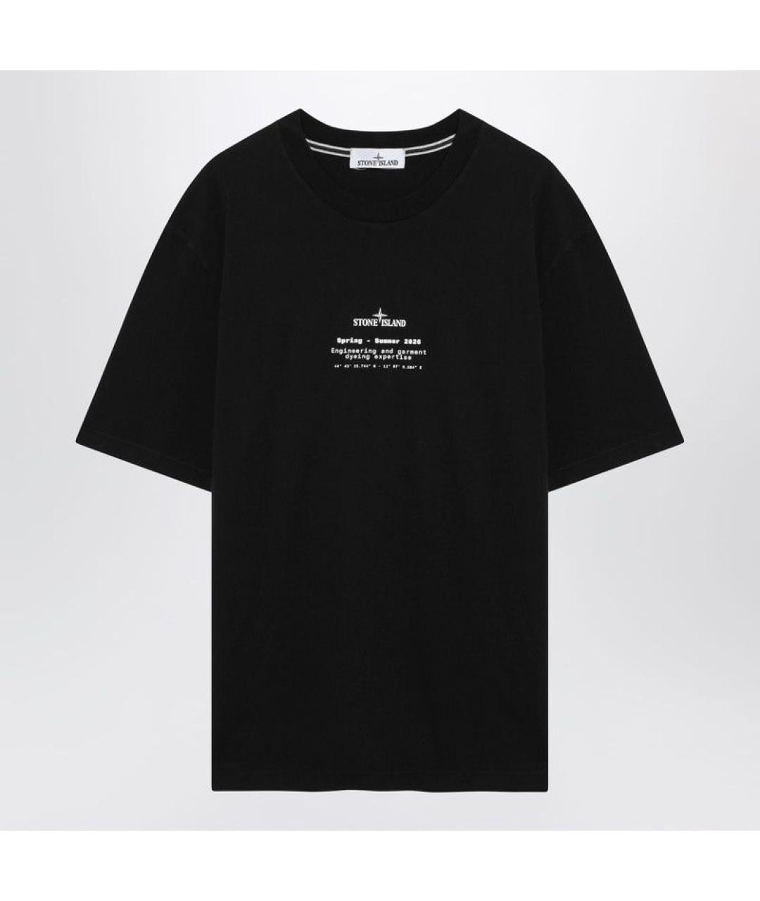 STONE ISLAND Черная хлопковая футболка, фото 3
