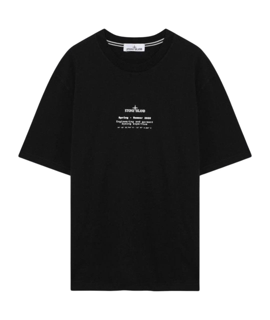 STONE ISLAND Черная хлопковая футболка, фото 1