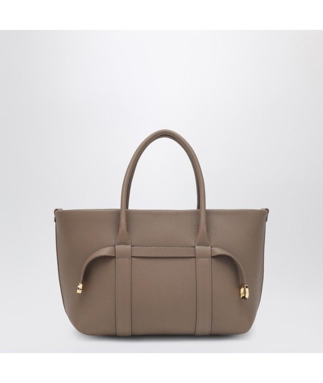 LORO PIANA Коричневая кожаная сумка тоут, фото 2