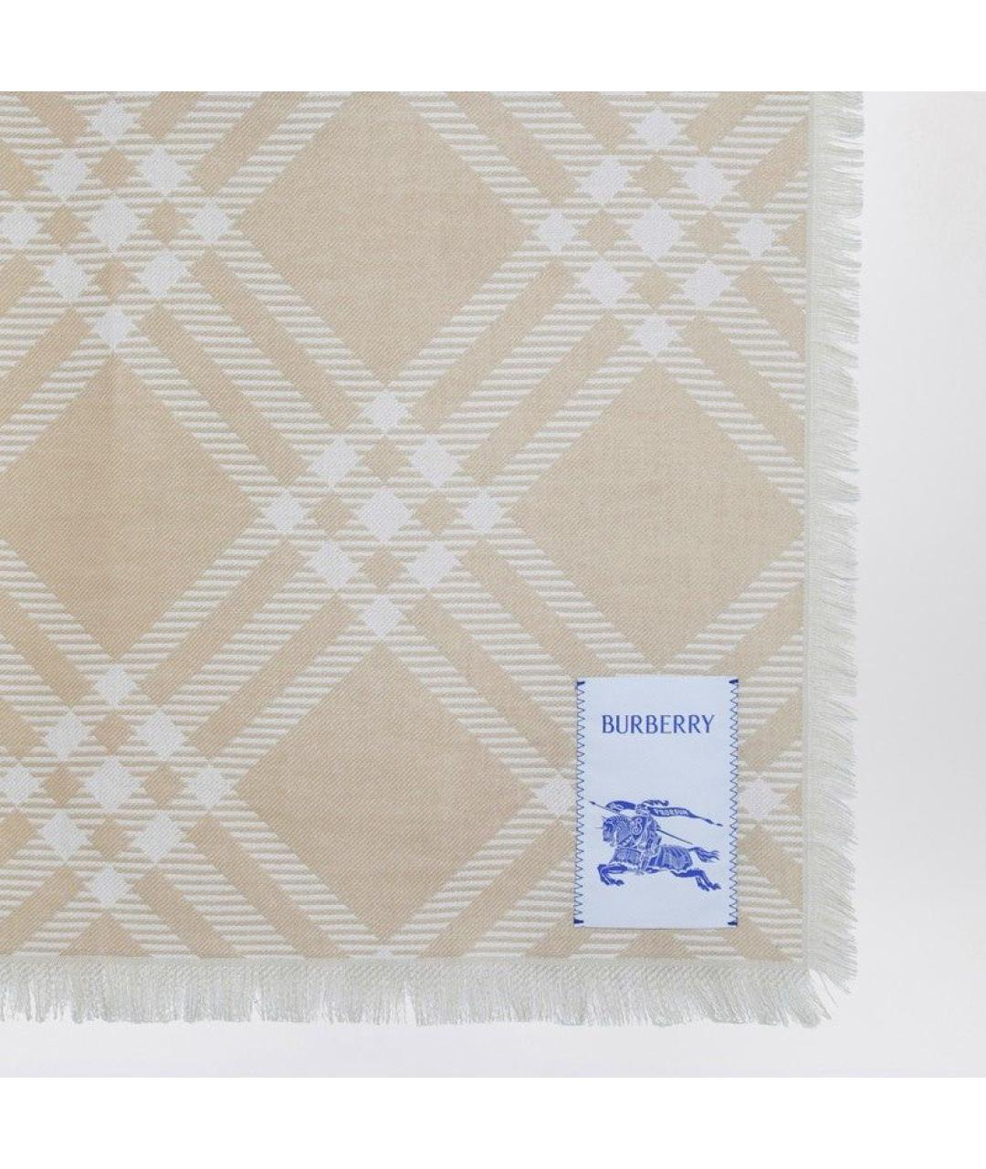 BURBERRY Бежевый шерстяной шарф, фото 2