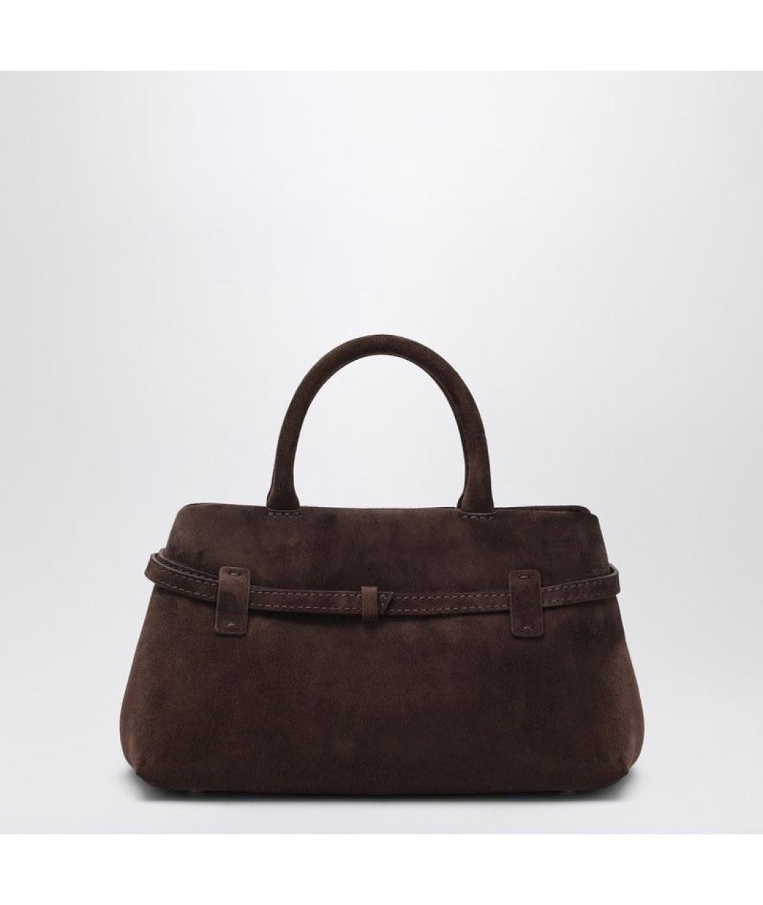 MANU ATELIER Коричневая замшевая сумка с короткими ручками, фото 2