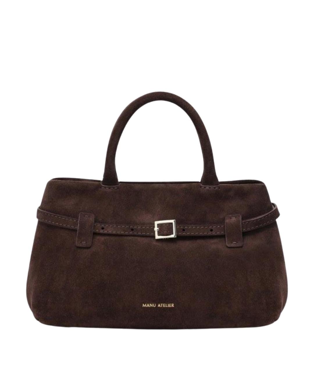 MANU ATELIER Коричневая замшевая сумка с короткими ручками, фото 1