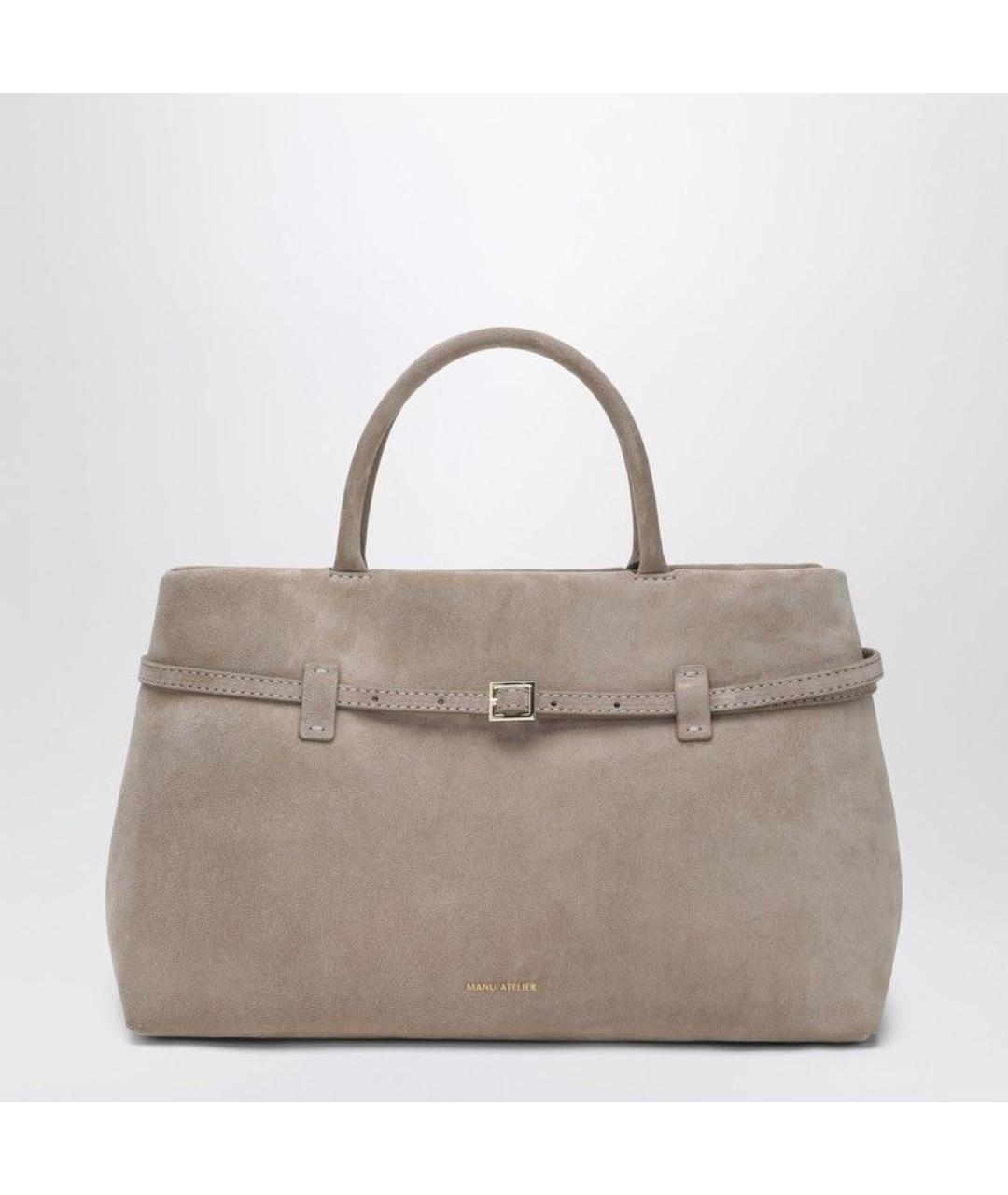 MANU ATELIER Коричневая кожаная сумка с короткими ручками, фото 3