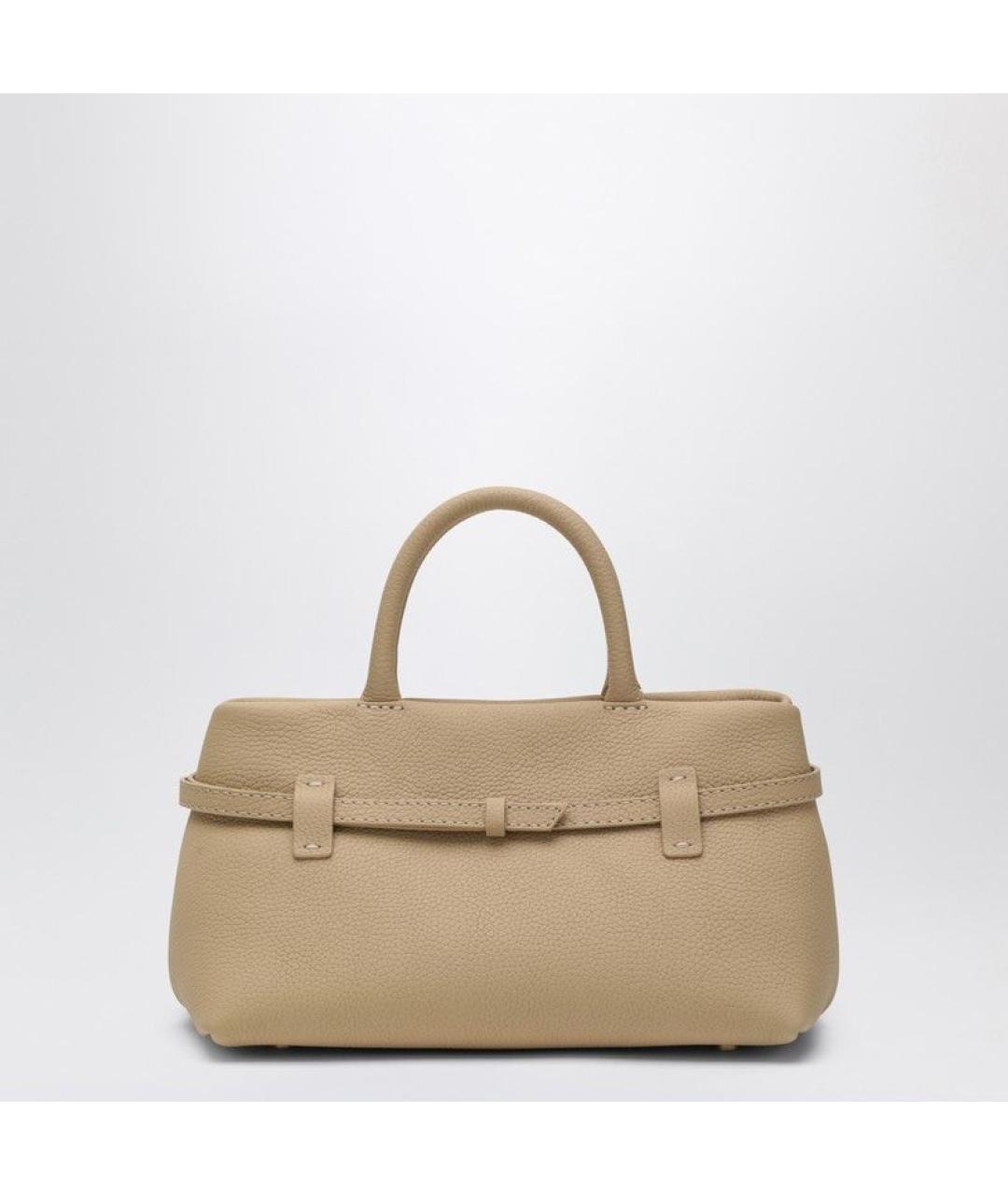 MANU ATELIER Бежевая кожаная сумка с короткими ручками, фото 2