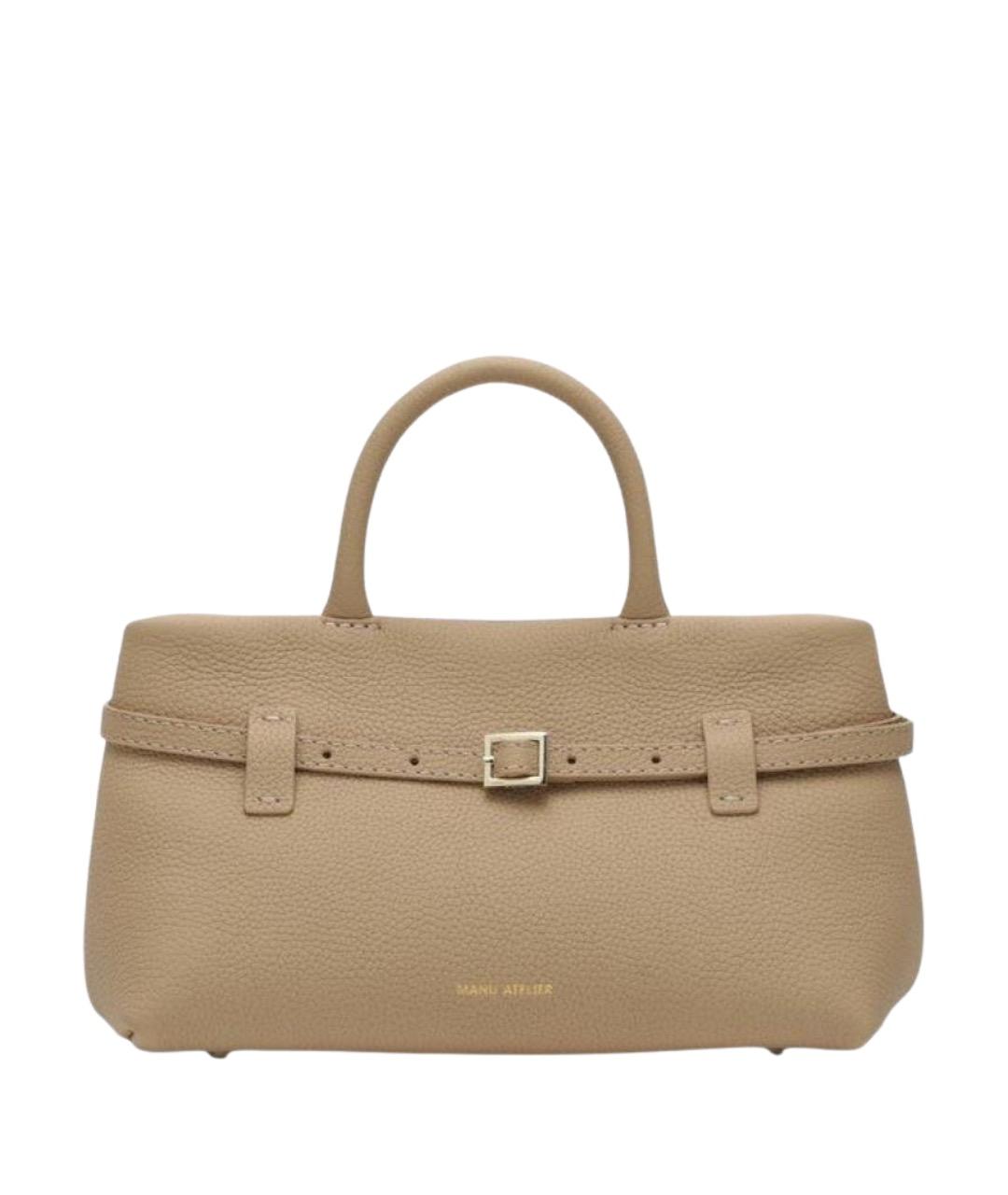 MANU ATELIER Бежевая кожаная сумка с короткими ручками, фото 1