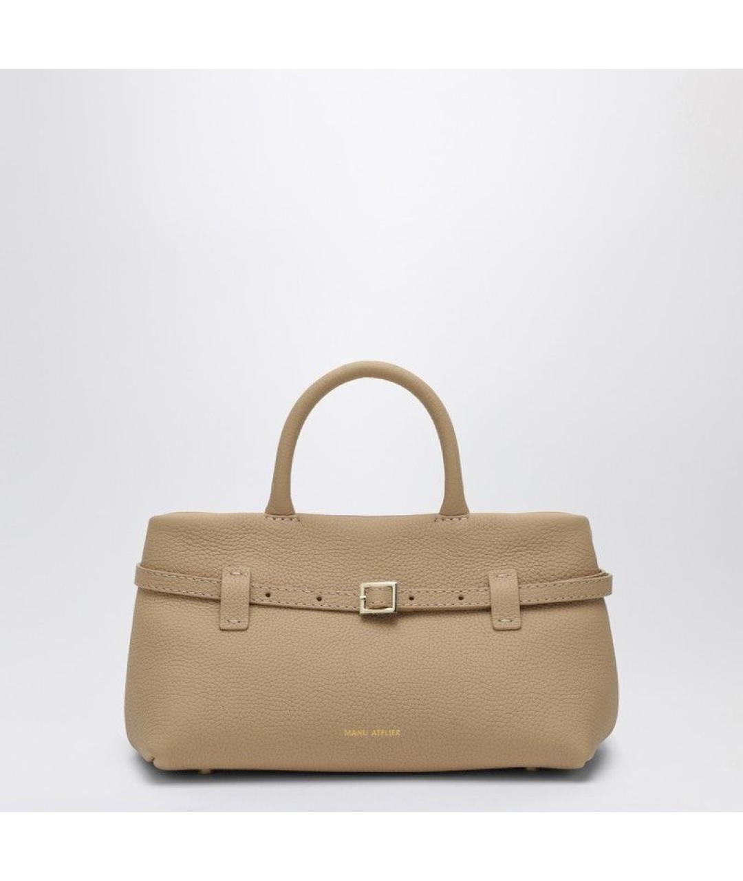 MANU ATELIER Бежевая кожаная сумка с короткими ручками, фото 3