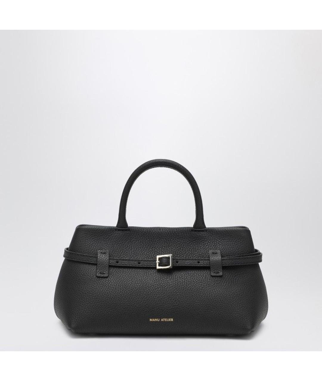 MANU ATELIER Черная кожаная сумка с короткими ручками, фото 3