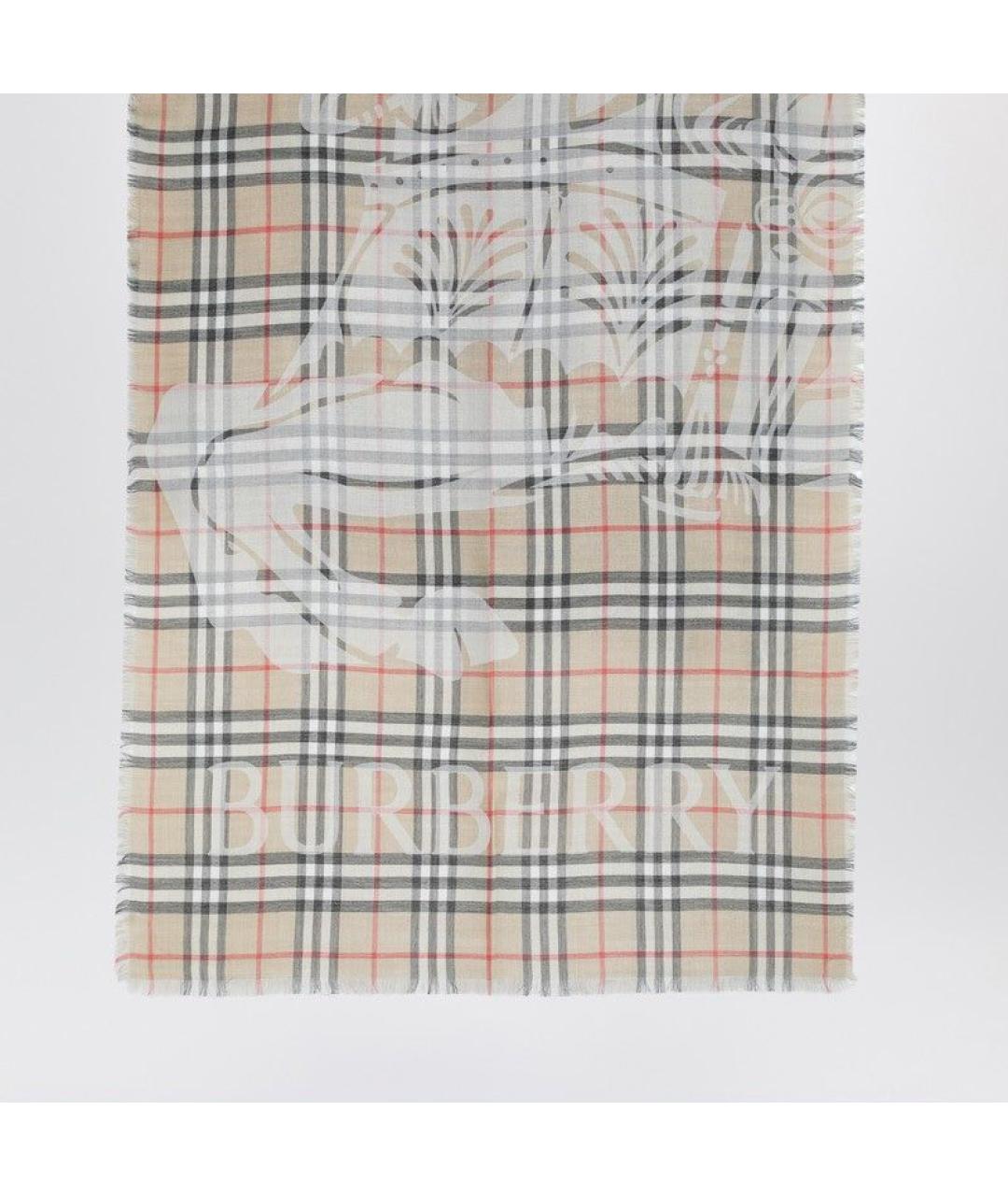 BURBERRY Бежевый шерстяной шарф, фото 2