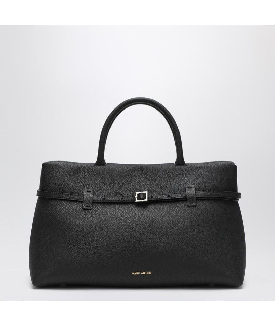 MANU ATELIER Черная кожаная сумка с короткими ручками, фото 3