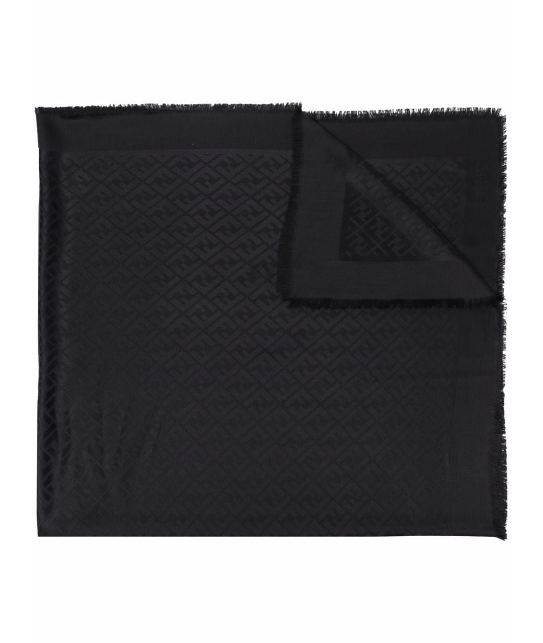 FENDI Черный шелковый шарф, фото 1
