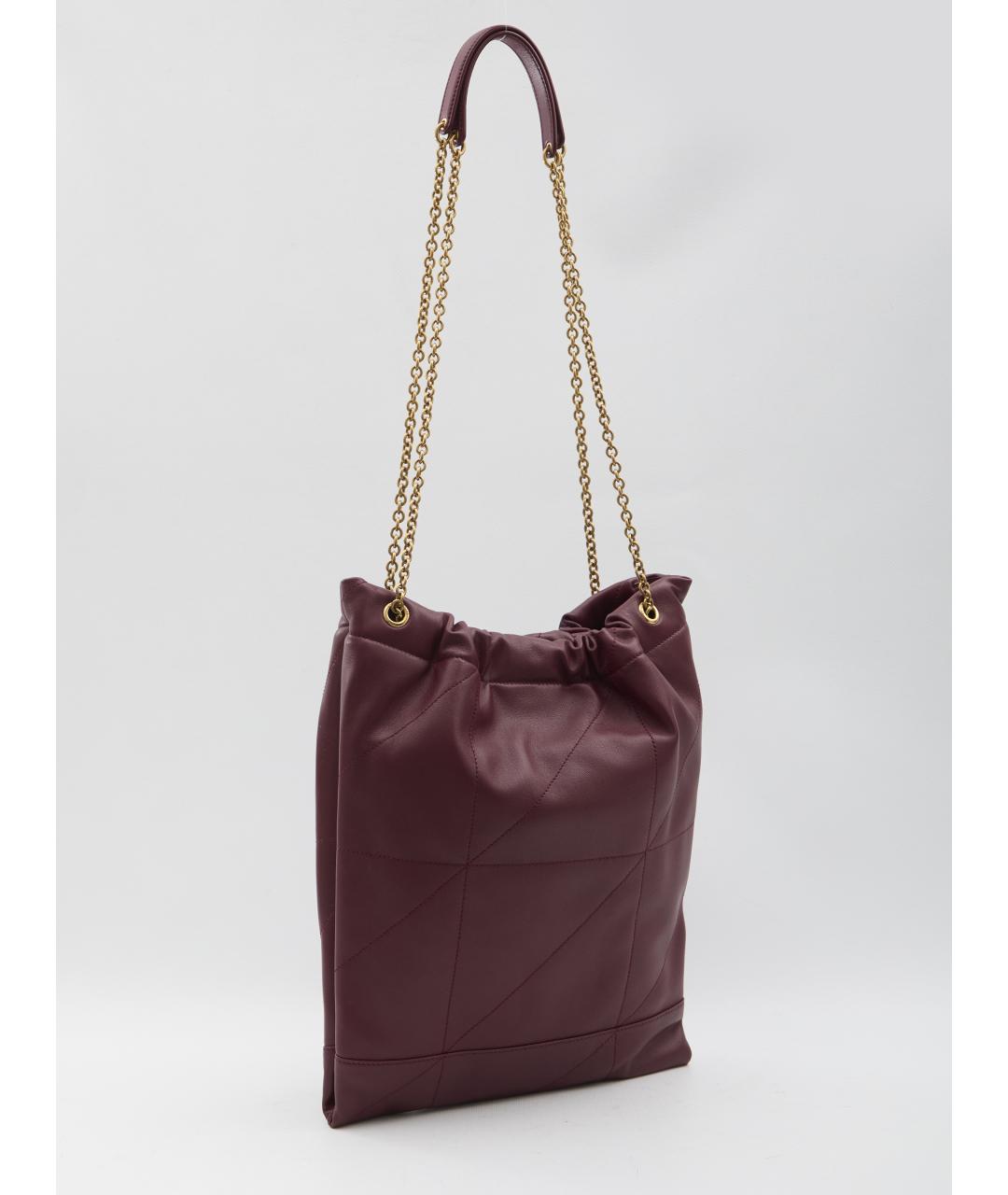 SAINT LAURENT Бордовая кожаная сумка через плечо, фото 2