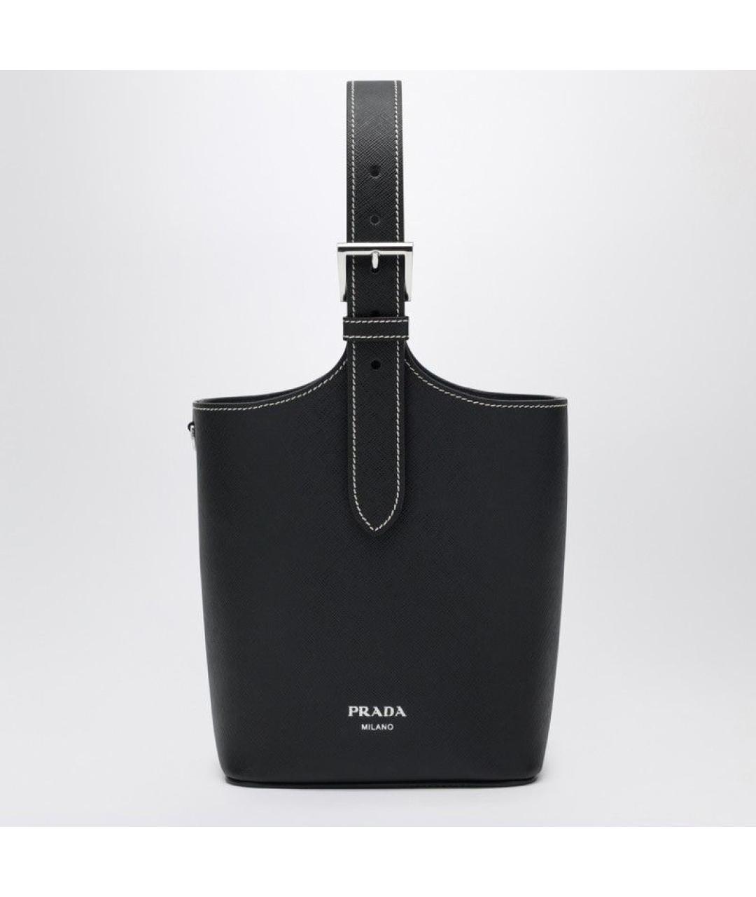 PRADA Черная кожаная сумка с короткими ручками, фото 3