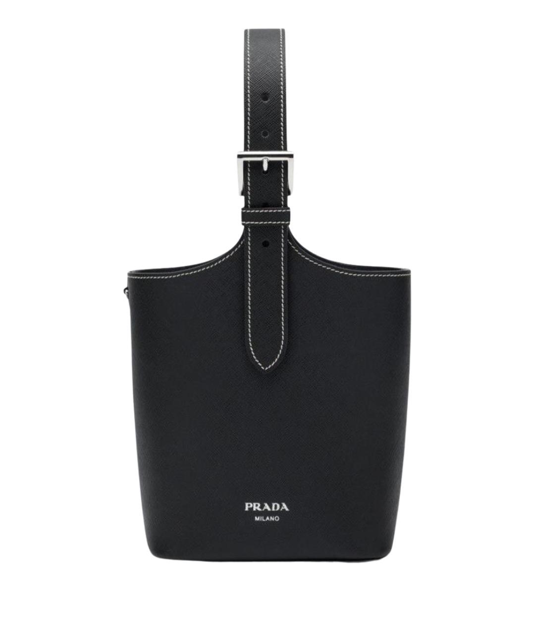 PRADA Черная кожаная сумка с короткими ручками, фото 1