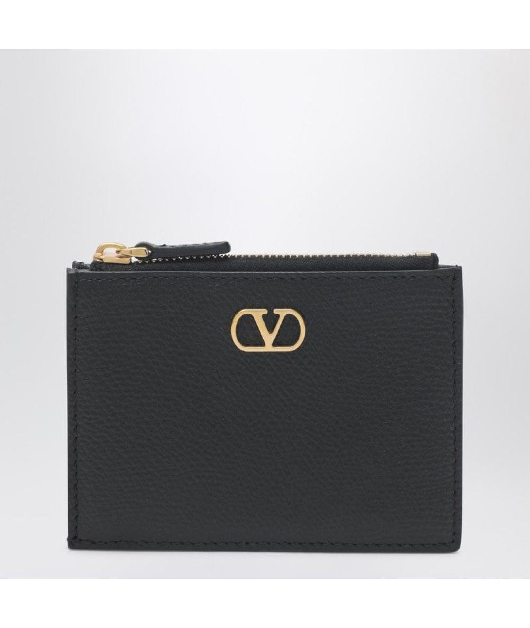 VALENTINO Черный кожаный кардхолдер, фото 3
