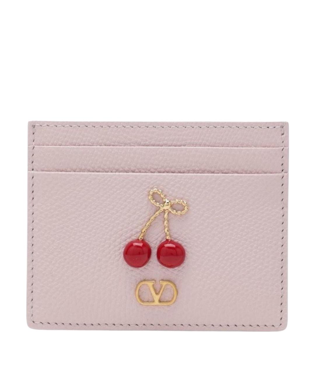 VALENTINO Розовый кожаный кардхолдер, фото 1