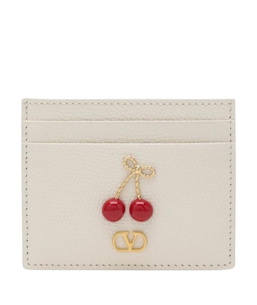 VALENTINO Бежевый кожаный кардхолдер, фото 1
