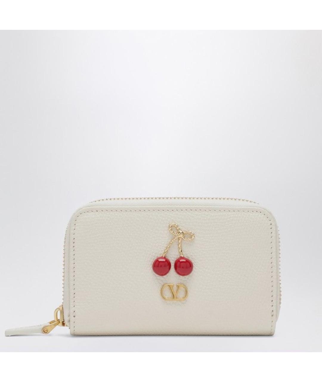 VALENTINO Бежевый кожаный кошелек, фото 3