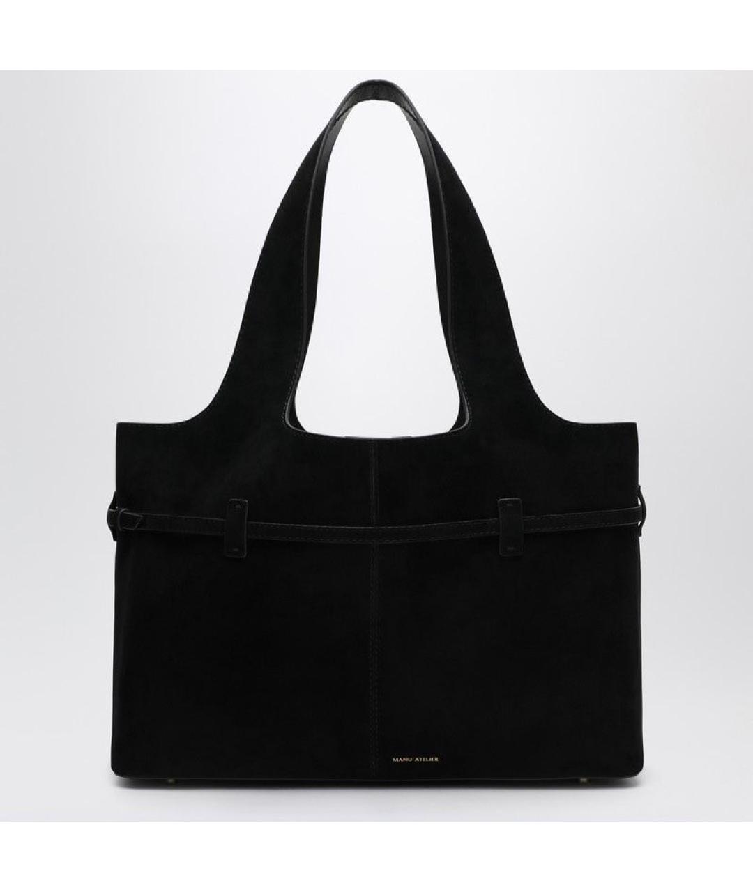 MANU ATELIER Черная кожаная сумка тоут, фото 2