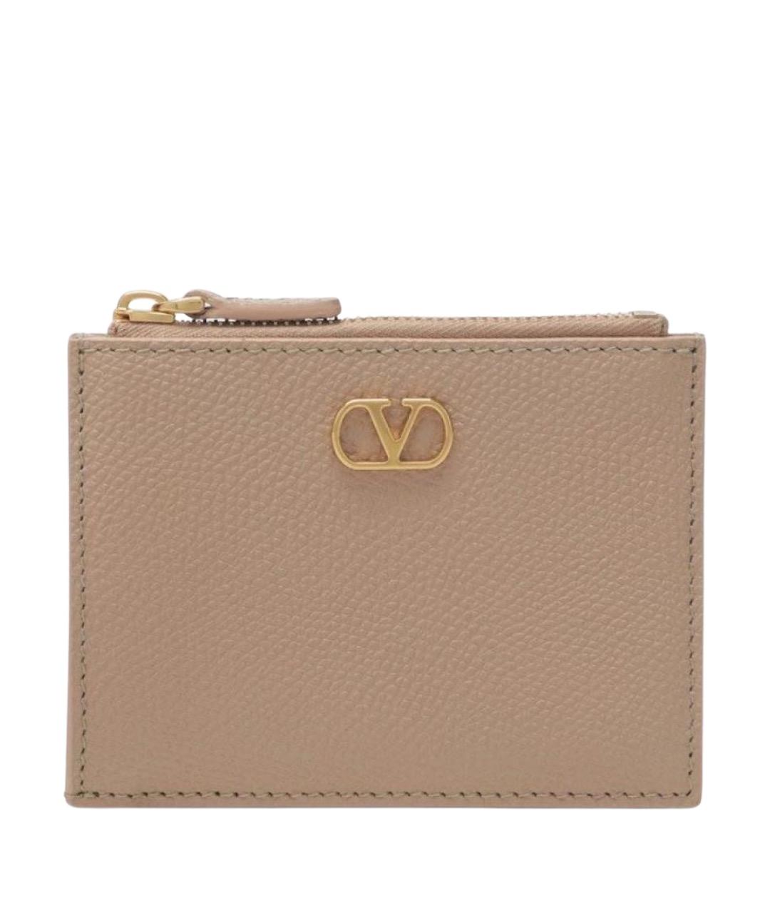 VALENTINO Розовый кожаный кардхолдер, фото 1