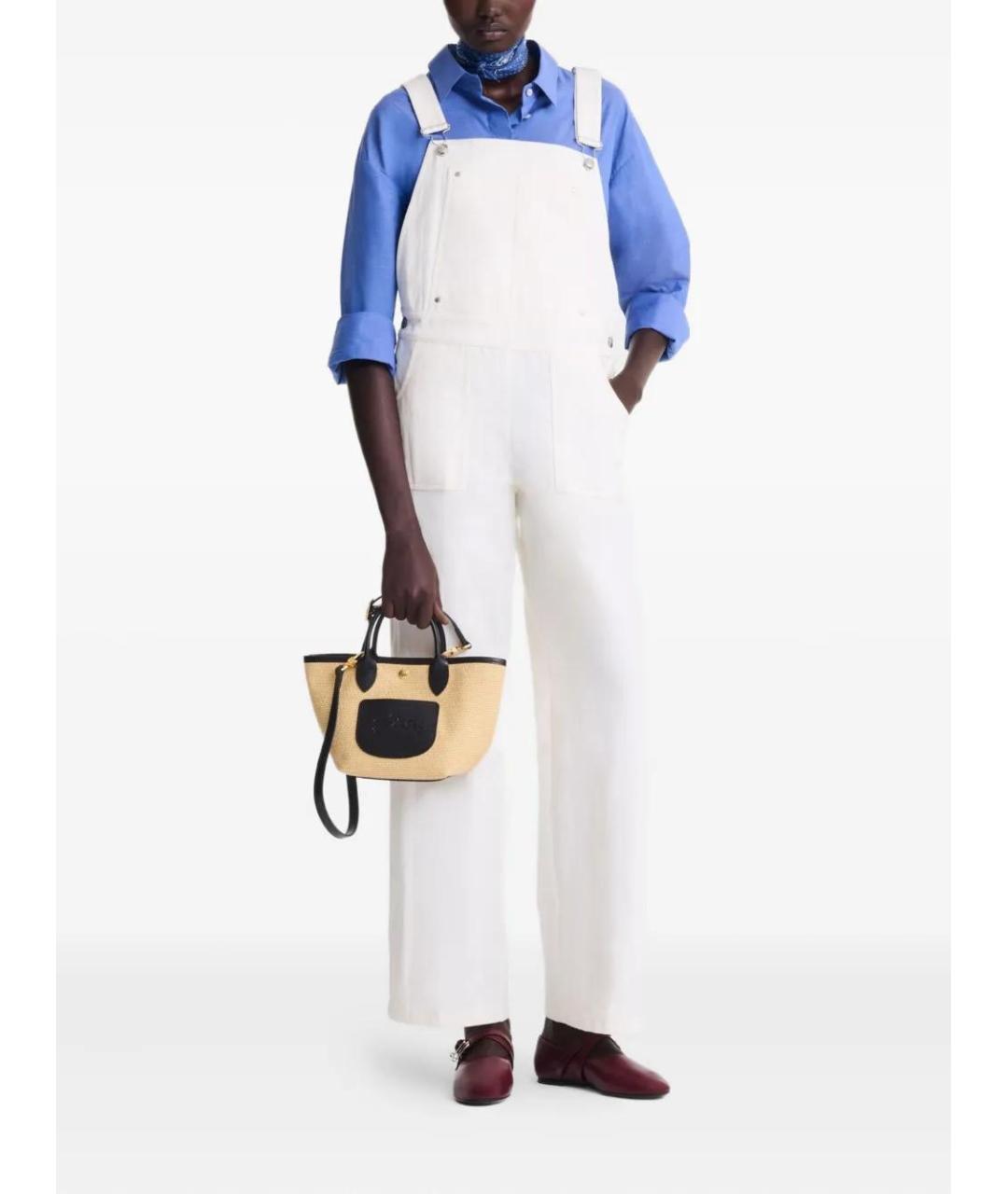 LONGCHAMP Бежевая хлопковая сумка тоут, фото 2