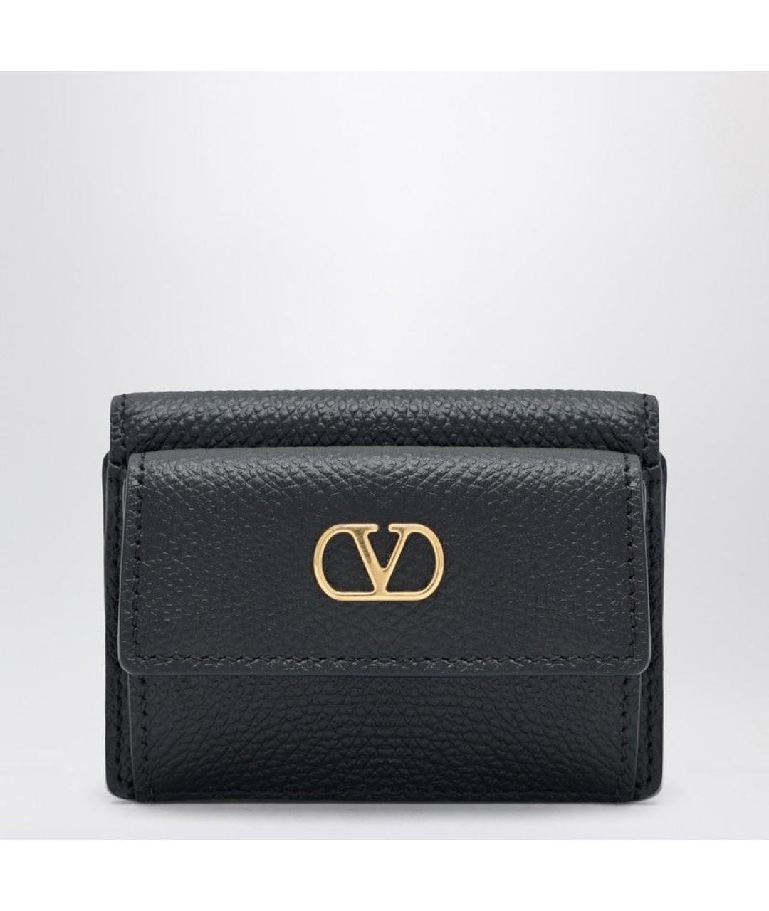 VALENTINO Черный кожаный кошелек, фото 3