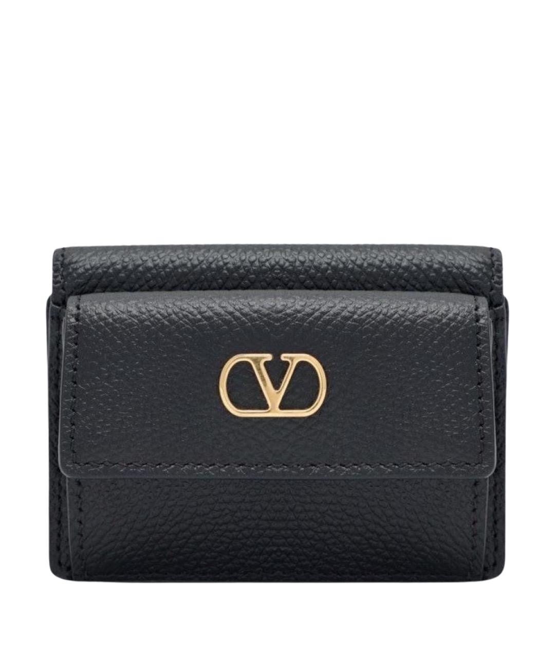 VALENTINO Черный кожаный кошелек, фото 1
