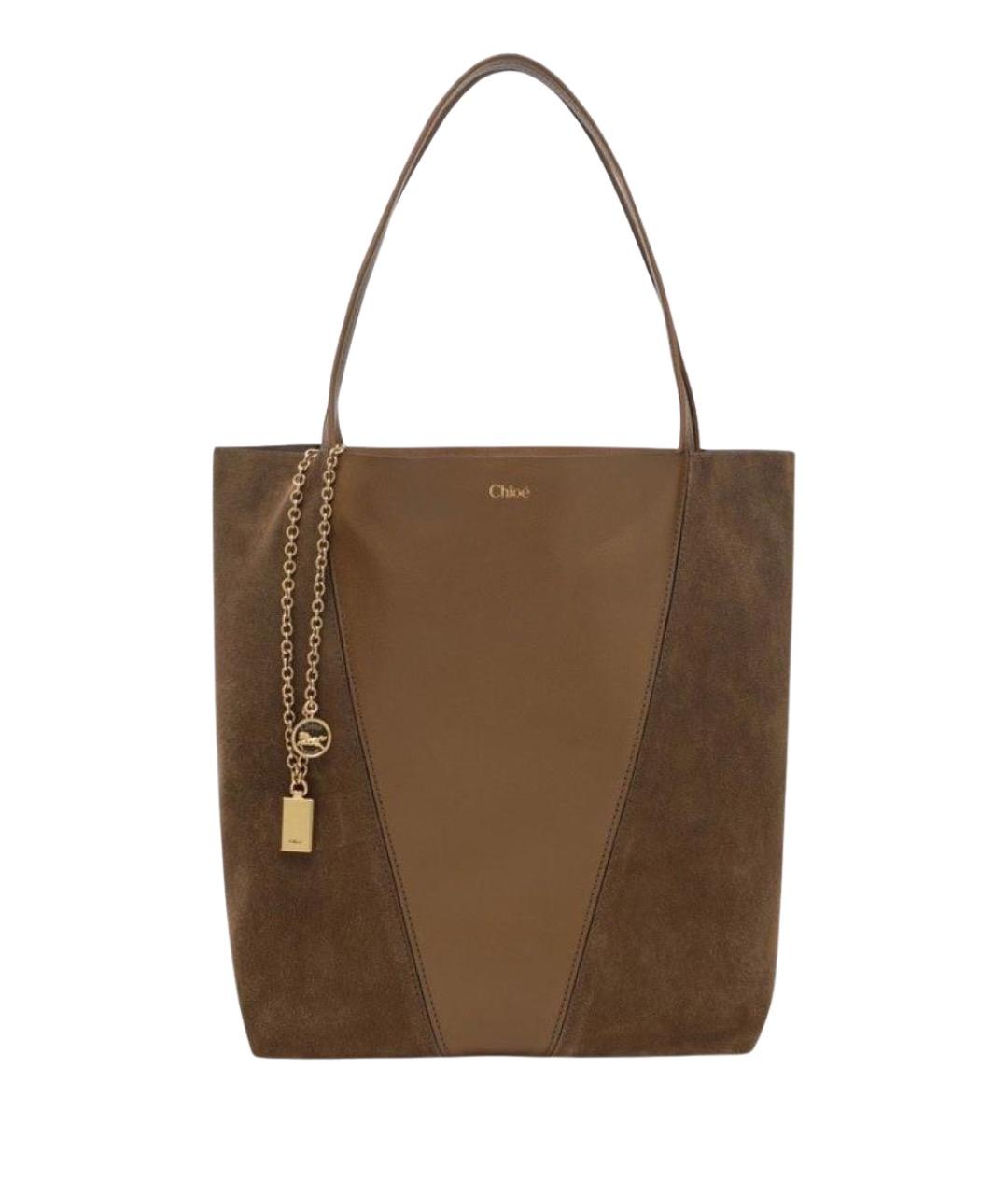 CHLOE Коричневая замшевая сумка тоут, фото 1